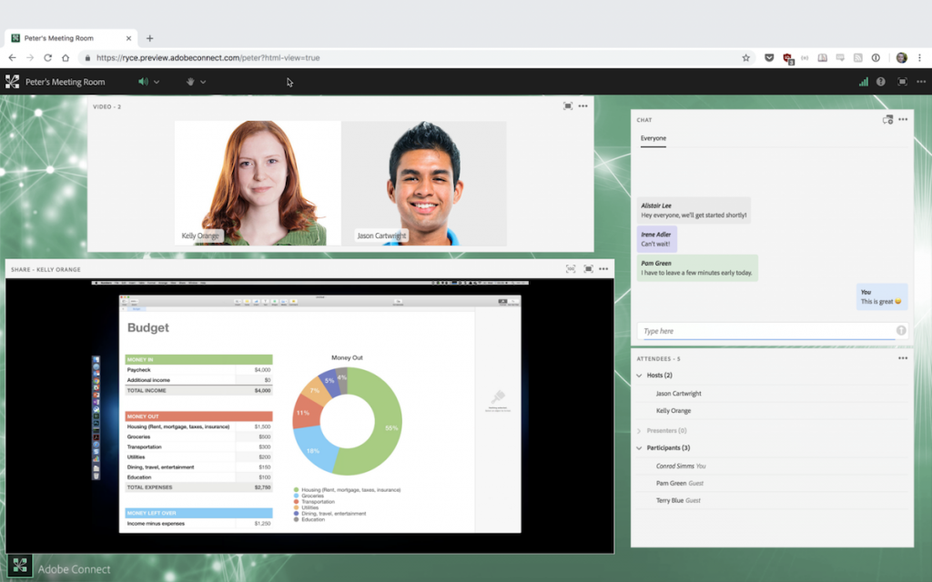Adobe Connect is made for webcasts, but has virtual event features too.