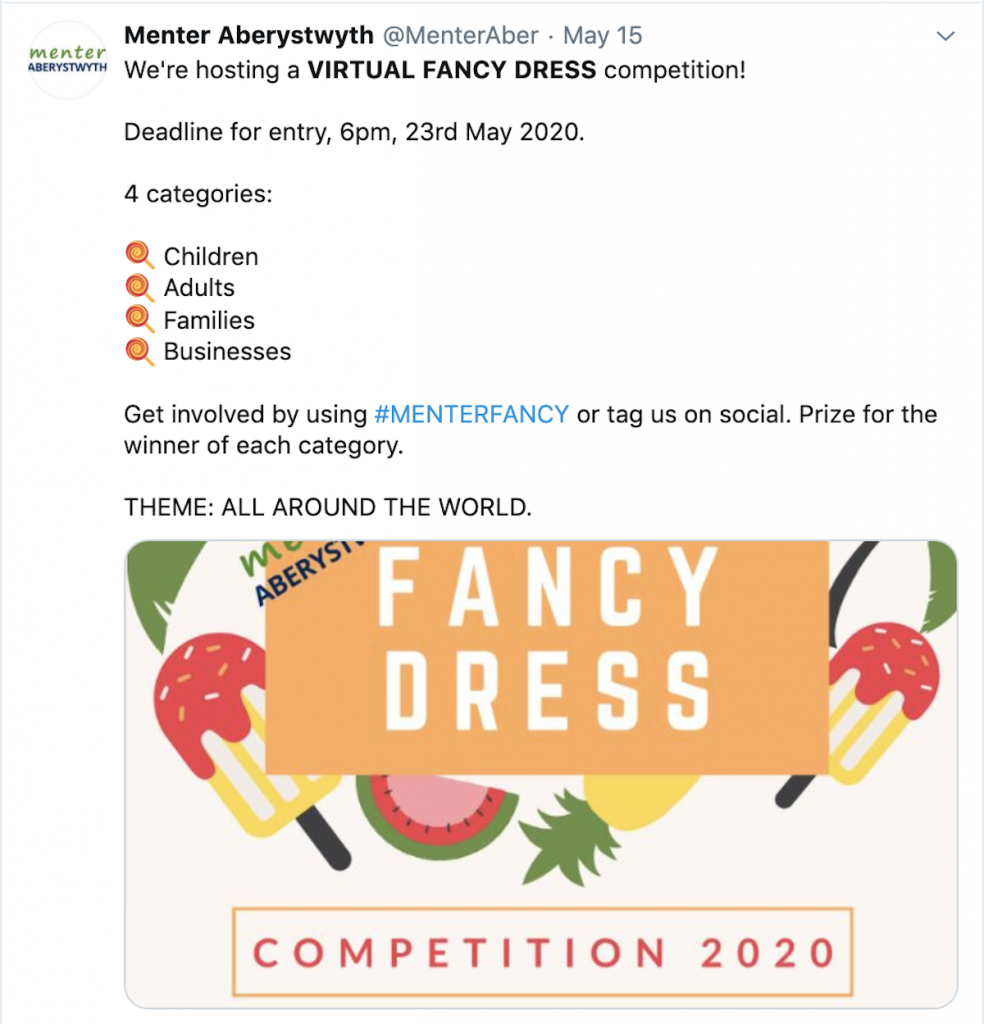 Mentor Aberystwyth's virtual fancy dress competition