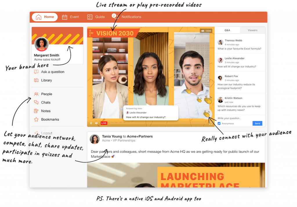SpotMe is a great ON24 alternative that is praised for it engagement features.