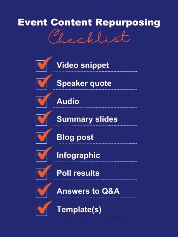 Event content repurposing checklist