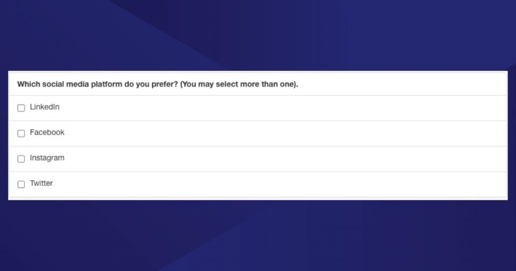 Pre event survey question example 2