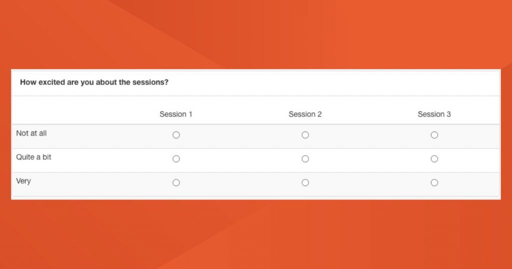 Pre event survey question - Matrix